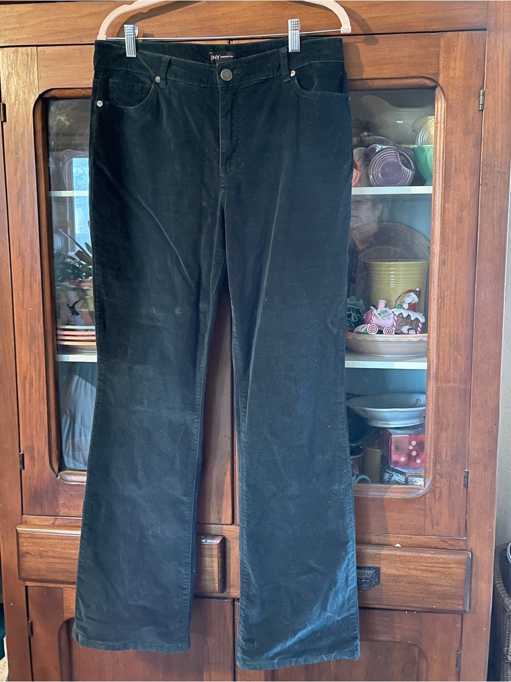 Jones New York Dark Green Velvet Flared Jeans